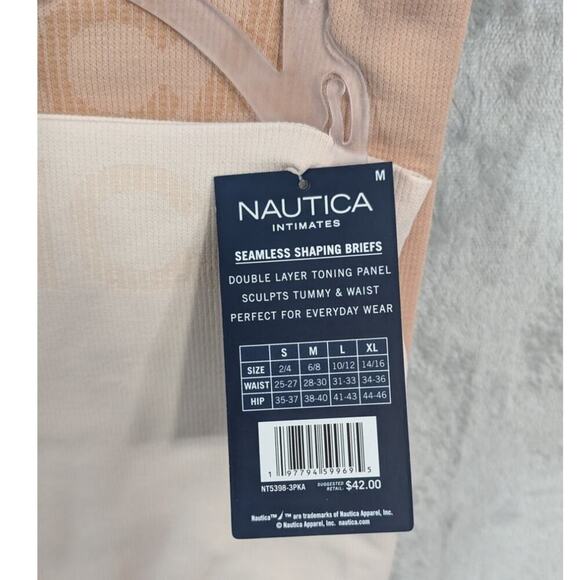 NAUTICA 3 Pack Womens M Logo Seamless Shaping Briefs Panties Black Beige Cream - Picture 4 of 9